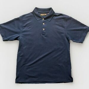 Cubavera Men's Blue Textured Collar Short Sleeve Performance Polo Shirt Sz M